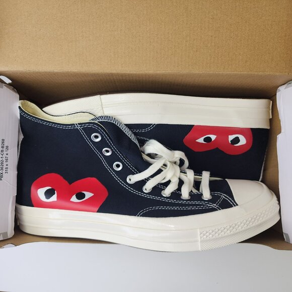 New Converse Comme des Garcons Play Black Hi Top Shoes (11 US) - Picture 2 of 5